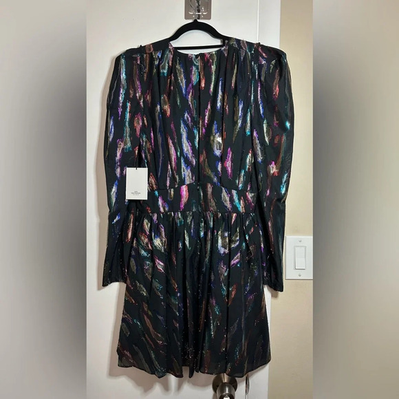 NWT LINI Gemma Puff Sleeve Metallic Rainbow Dress Size Small - Picture 6 of 13